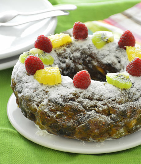 Receta de roscón de Reyes raw con frutas
