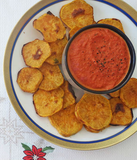 Receta de chips tricolor con salsa casera